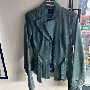 Vintage blue leather jacket excellent condition hardly worn